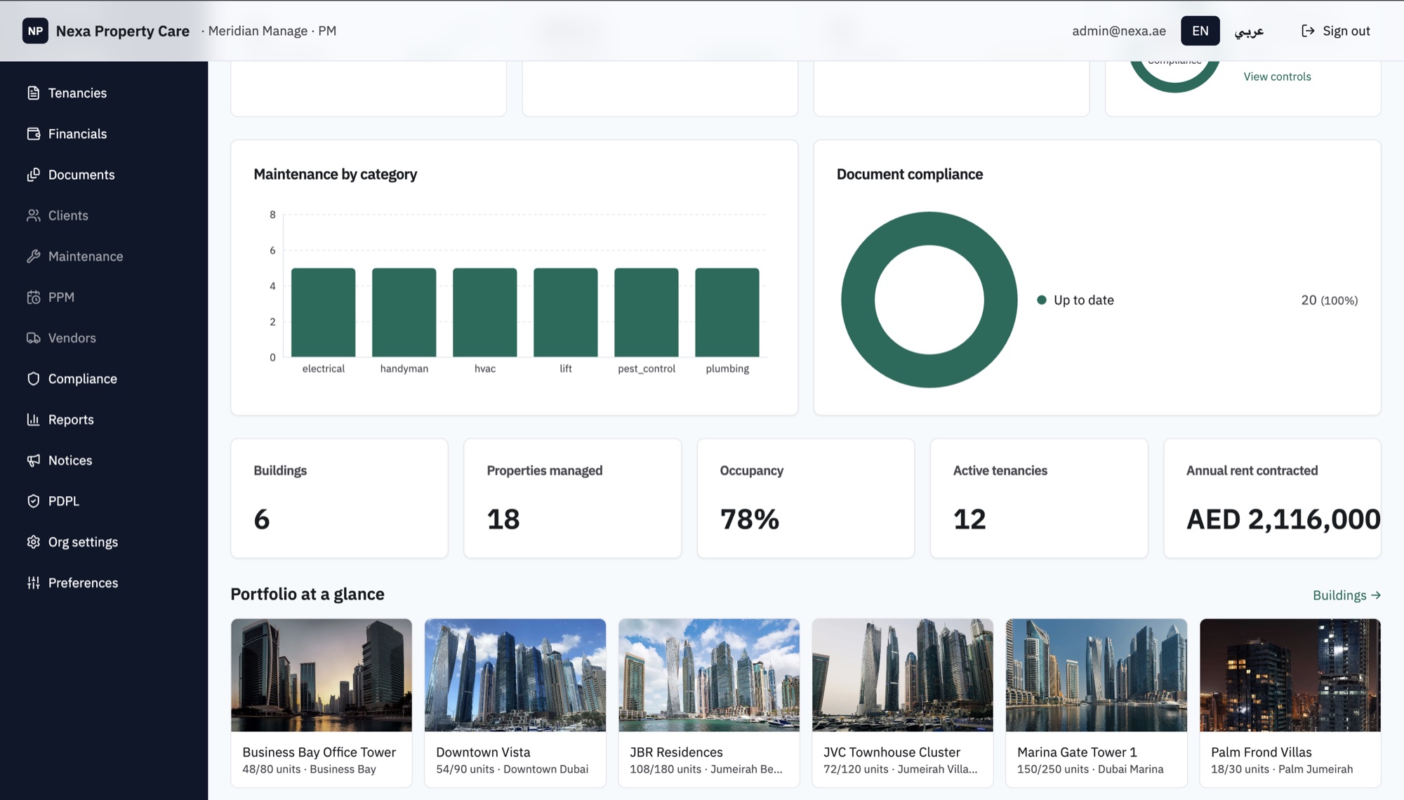 Meridian Manage live screenshot